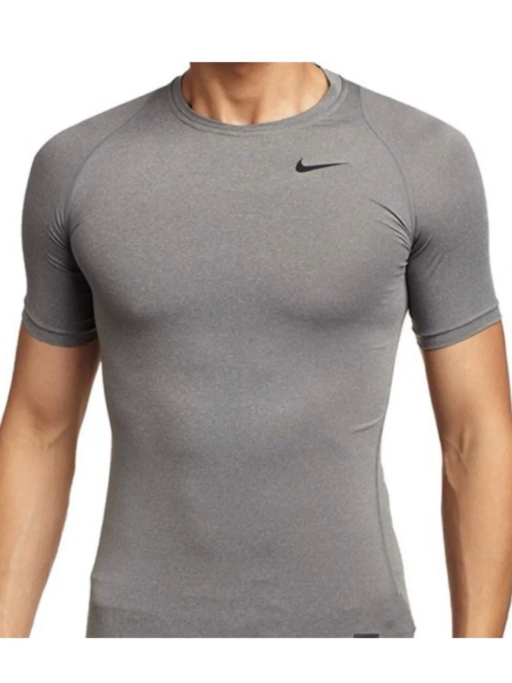 Nike Mens Dri Fit Grey Athletic Compression Short Sleeve Top Large